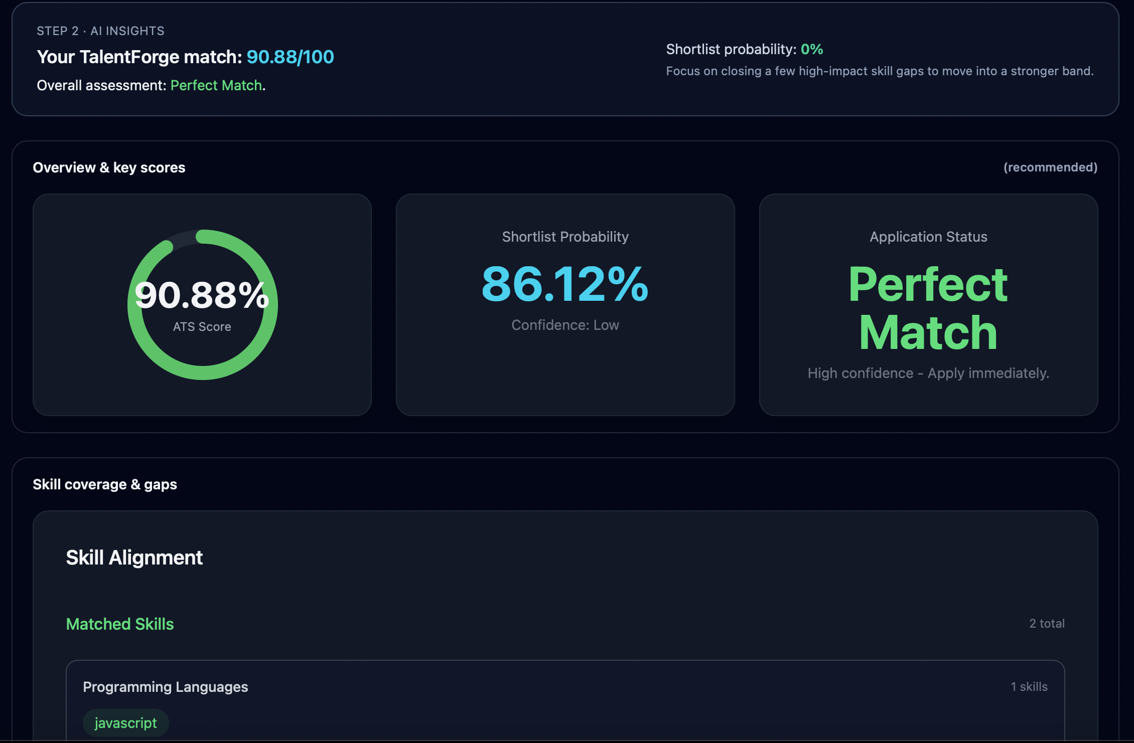 TalentForge dashboard